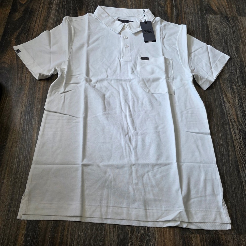 FIGS Technical Pique Scrub Polo Mens Large White M22WW1004 Pima Cotton NWT